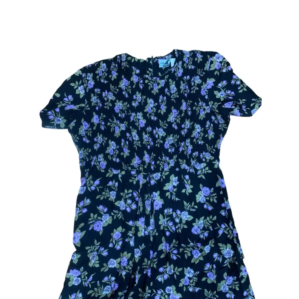 Vntg 90’s Volup Women's Sunshine Starshine Black Purple Floral Jumpsuit L - Picture 2 of 6